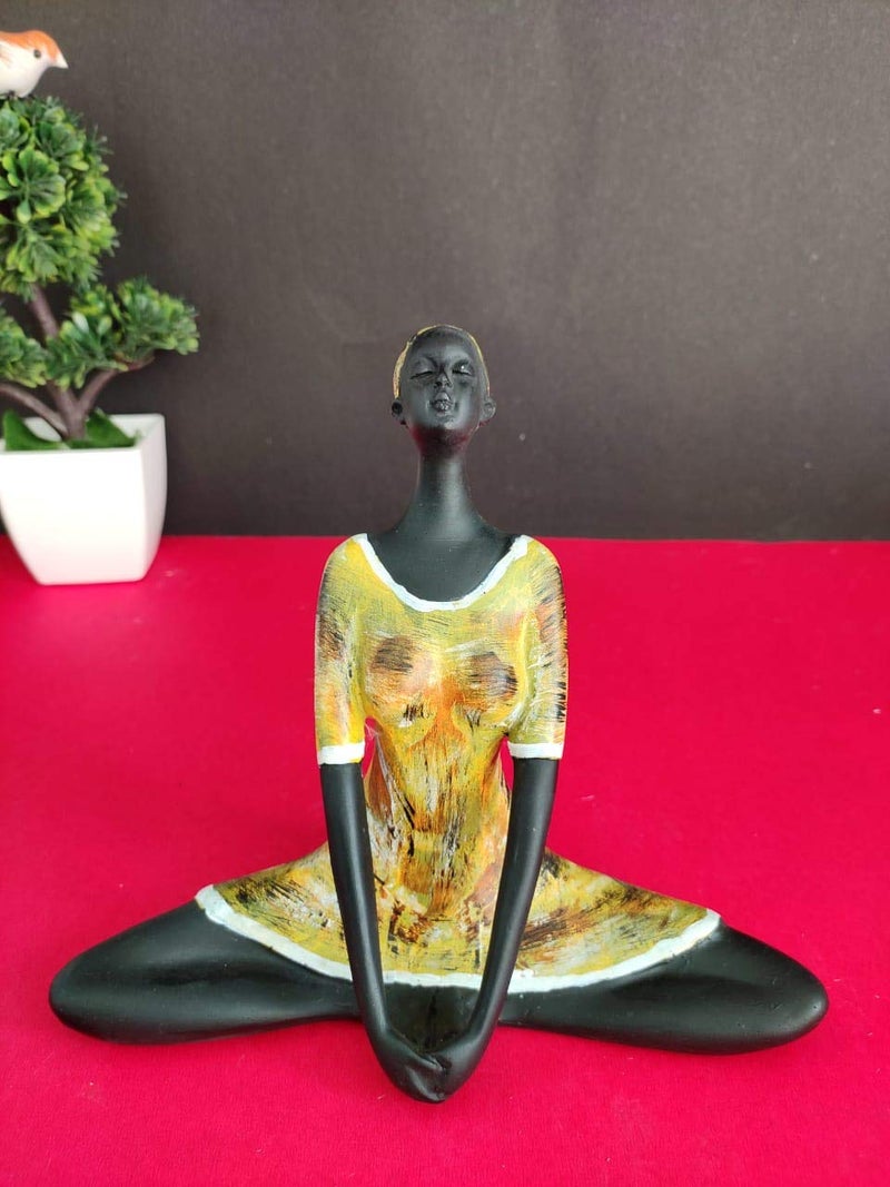 ZART Presents New Women Yoga Showpiece Yoga Posture Lady Statue Poly Resin Figurine for Home Table Top Living Room Hall Bedroom Shelf Decoration Yoga Statue Home Decor