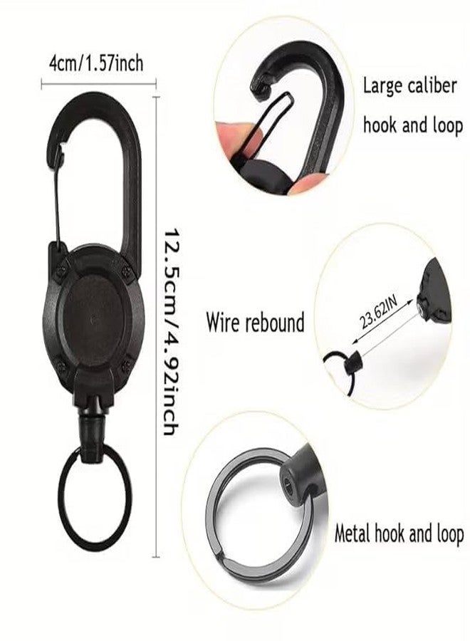 Swankk Retractable Hook Keychain with Extendable Lanyard, Belt Clip Badge Holder, Stainless Steel Spring, Coated Wire Rope, Quick Release, Pack of 2 - Image 2