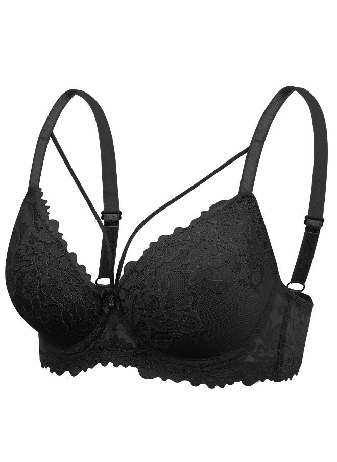 Generic Women Daily Bra Steel Ring Support Comfortable Fabric Lace Splicing Design  - Image 1