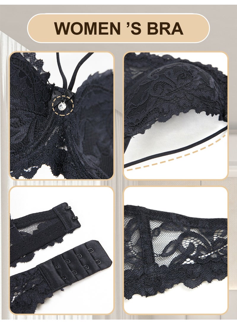 Generic Women Daily Bra Steel Ring Support Comfortable Fabric Lace Splicing Design  - Image 3
