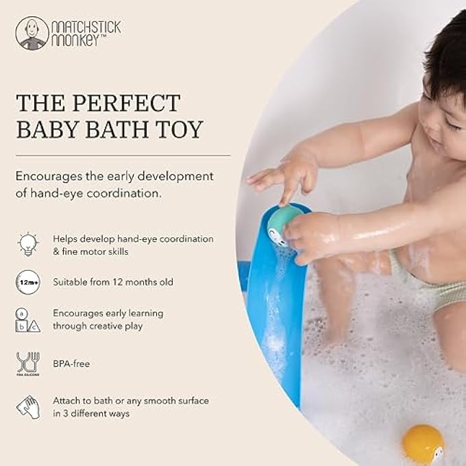 MATCHSTICK MONKEY مجموعة منزلقات وقت الاستحمام، ألعاب استحمام للأطفال الصغار 1 سنة++ ممتعة ولعب تعليم حسي - Image 4