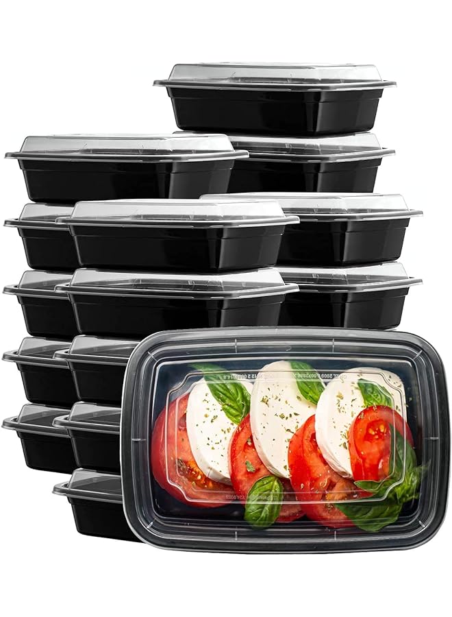 AL BAYADER 1 Compartment Meal Prep Containers [15 Pack] With Lids Food Storage Containers Bento Box Stackable Microwave/Dishwasher/Freezer Safe [32Oz] - Image 1