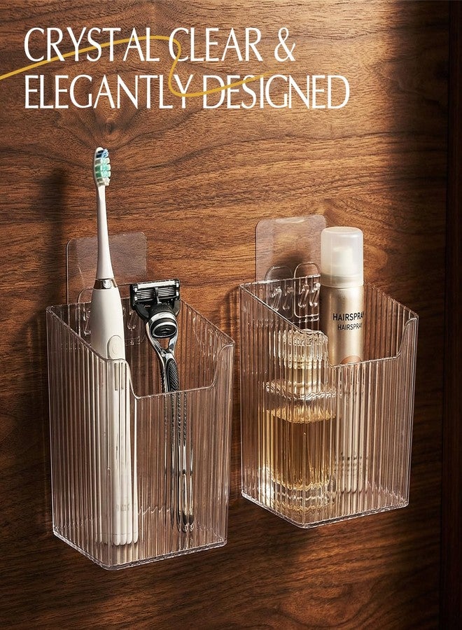 CINDALOG 4 PCS Wall Mount Organizer, Cabinet Door Organizer Storage with Adhesive Bins Inside Cabinet Door Storage, Makeup Organizer, Basket for Kitchen Bathroom - Image 2