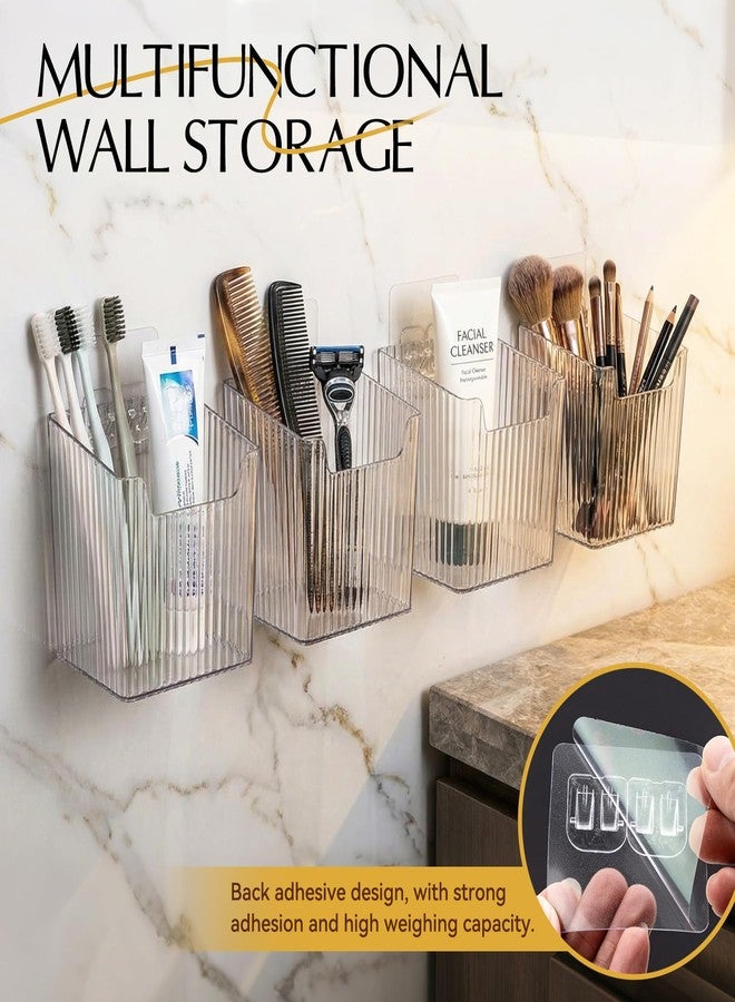 CINDALOG 4 PCS Wall Mount Organizer, Cabinet Door Organizer Storage with Adhesive Bins Inside Cabinet Door Storage, Makeup Organizer, Basket for Kitchen Bathroom - Image 4