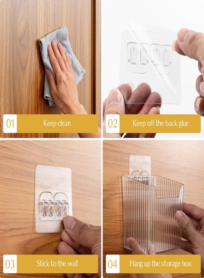 CINDALOG 4 PCS Wall Mount Organizer, Cabinet Door Organizer Storage with Adhesive Bins Inside Cabinet Door Storage, Makeup Organizer, Basket for Kitchen Bathroom - Image 5