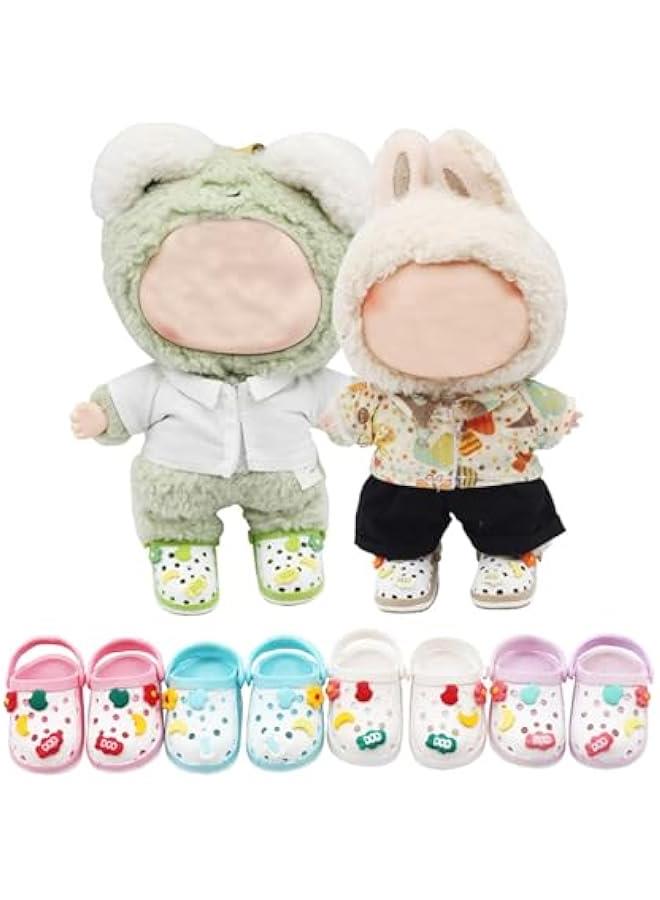 Doll Shoes for 17 Cm Labubu, Lububu Labu Doll Decoration Accessories, Labubus Lace-Up Canvas Sneakers, Premium Fashion Mini Finger Shoes, No Doll (Blue) - Image 3