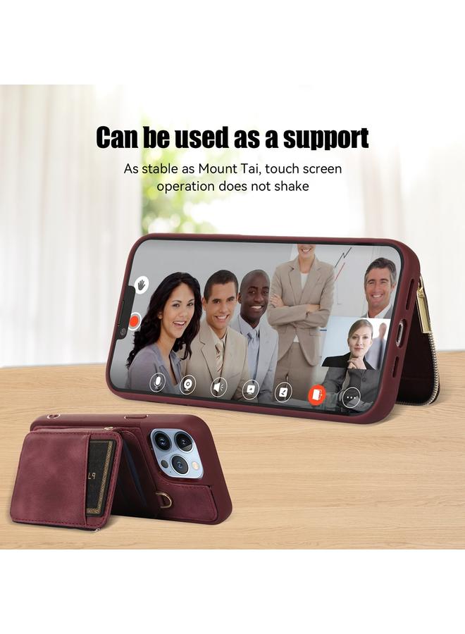 زبون جراب لهاتف iPhone 13 Pro Max مزود بسحاب وحقيبة بطاقات وغطاء خلفي للهاتف - Image 4