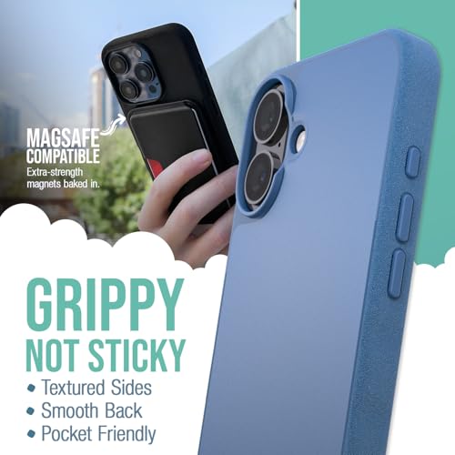 Smartish® iPhone 16 Plus Magnetic Case - Gripmunk Compatible with MagSafe [Lightweight + Protective] Slim & Thin Grip Cover with Microfiber Lining for Apple iPhone 16 Plus - Blues on The Green - Image 2