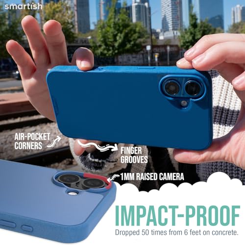 Smartish® iPhone 16 Plus Magnetic Case - Gripmunk Compatible with MagSafe [Lightweight + Protective] Slim & Thin Grip Cover with Microfiber Lining for Apple iPhone 16 Plus - Blues on The Green - Image 4