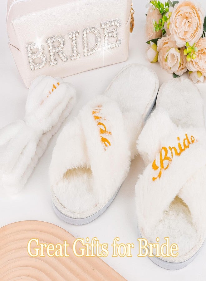 CIEHER Bride To Be Gift Set - Bride Spa Headband & Slippers, Makeup Bag, Bridal Gifts for Bachelorette Party Favors Bridal Shower Wedding Day - Image 5
