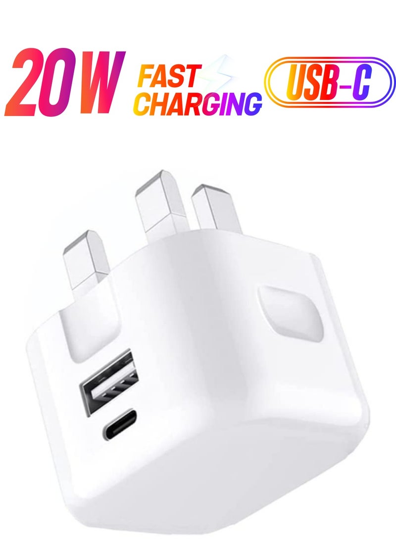 Generic - Charger Plug For Google Pixel 7 / Pixel 7 Pro/Pixel 6A / Pixel 6 / Pixel 6 Pro, 20W Dual Port USB & USB C Charger Plug Type C PD Charging Power Adapter Fast Charge Travel Fast Charging Phone Charger - Image 1