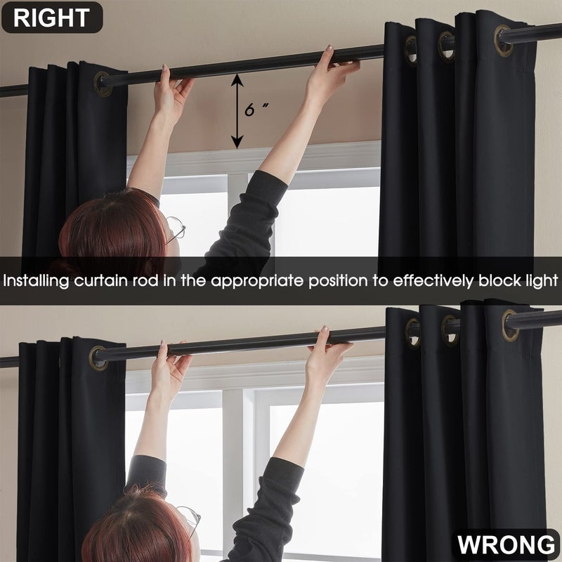 Rutterllow 100% Blackout 340 GSM Curtain Panels   Heat and Full light Blocking Drapes with Grommets for Bedroom  Black Thermal Insulated Window Treatment Drapes for Living Room (Black  2 Panels  52 x 63 inch) - Image 4