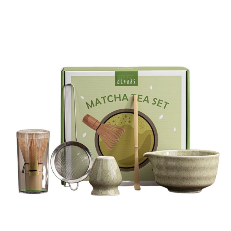 Japanese-style matcha set, five-piece set, ceramic matcha bowl, tea spoon, Baibenli, Song Dynasty tea ordering tool - Image 1