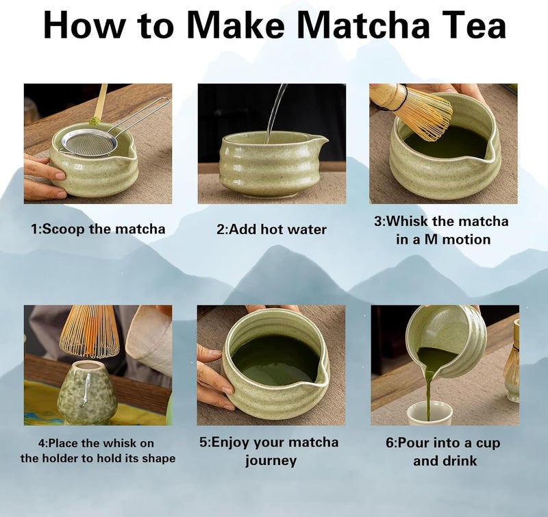 Japanese-style matcha set, five-piece set, ceramic matcha bowl, tea spoon, Baibenli, Song Dynasty tea ordering tool - Image 3