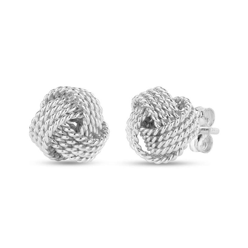 Lecalla 925 Sterling Silver Love-Knot Stud Earrings Jewelry Valentines Day Gifts Italian Design Diamond-Cut Twisted Wire Love Knot Earring For Women 8Mm - Image 5