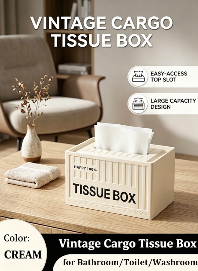 Comysubao Tissue Box Holder, Rectangle Facial Tissue Dispenser with Spring-Loaded Paper Organizer, Elegant Desktop Napkin Holder for Living Room, Kitchen, Dining Table, Bathroom & Toilet, White - Image 1