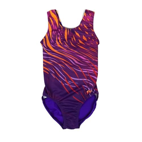 GK Girls Gymnastics Leotard | Pink and Purple Sassy Safari Gym Leo for Girls (Purple, AXS) - Image 1