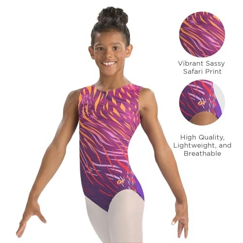 GK Girls Gymnastics Leotard | Pink and Purple Sassy Safari Gym Leo for Girls (Purple, AXS) - Image 2