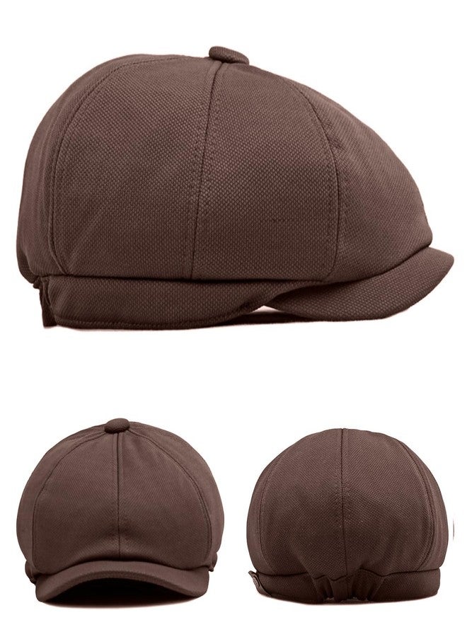 Taidor Men's 8 Panel Newsboy Cap Vintage Peaked Cap Adjustable Flat Cap Irish Cabbie Ivy Driving Hunting Hat, Coffee, One size - Image 2
