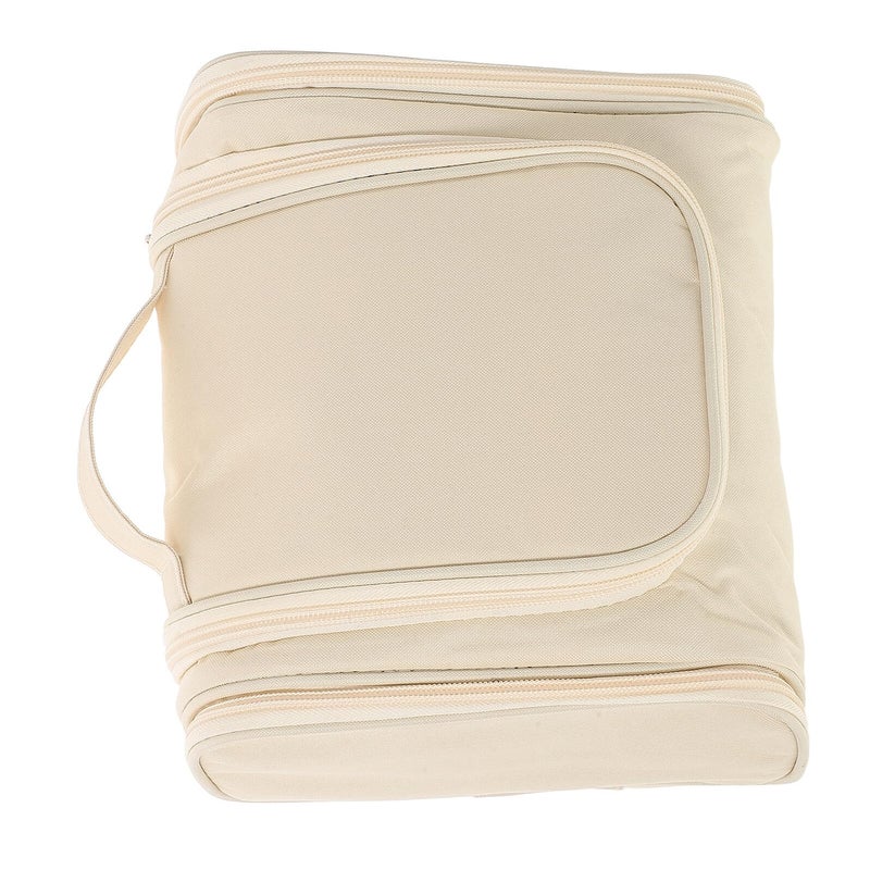 Large Waterproof Hanging Toiletry Bag Portable Cosmetic Organizer For Travel Camping Beige - Image 2