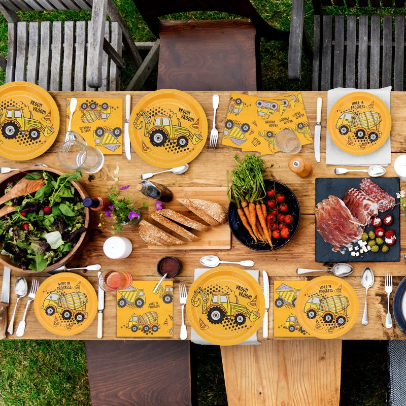 DYLIVeS 60 Pcs Construction Birthday Party Plates and Napkins Kit, Construction Theme Tableware Set Dump Truck Party Table Decorations Supplies, Disposable 9'' and 7'' Paper Plates, Napkins, Serves 20 - Image 4