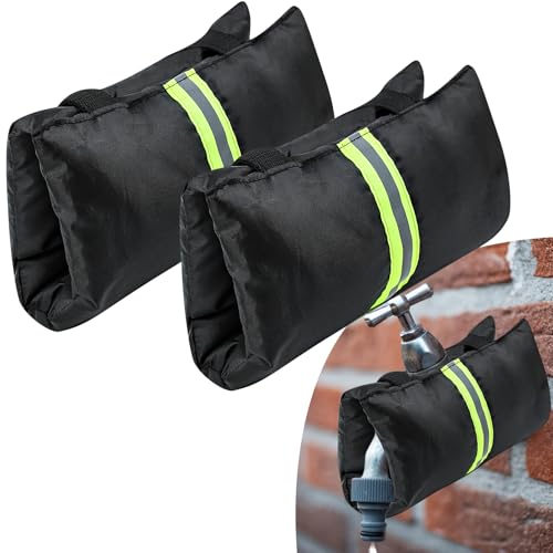 Jeyeou 2Pcs Outdoor Faucet Cover for Winter Freeze Protection Outside Insulated Spigot Socks Freeze Miser Reusable Hose Bib Cover Waterproof Water Faucet Insulation Wrap with Reflective Strip for Garden Yard - Image 1