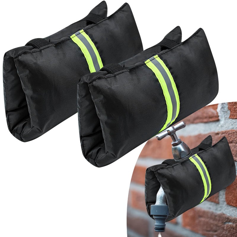Jeyeou 2Pcs Outdoor Faucet Cover for Winter Freeze Protection Outside Insulated Spigot Socks Freeze Miser Reusable Hose Bib Cover Waterproof Water Faucet Insulation Wrap with Reflective Strip for Garden Yard - Image 2