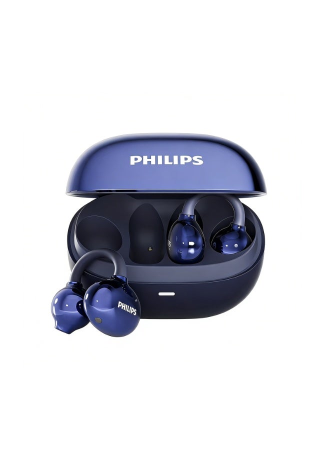 Philips Earbuds, Bluetooth Earbuds, BT Headphone, Open Ear Ring True Open Ear Headphones, True Wireless Earbuds - Open-Ear Clip-On Wireless Earbuds - 4.3g Ultra-Light, 360° Surround Sound, Ambient Transparent Mode, Non-In-Ear Comfort Fit, Sound Leakage Reduction for Sports, Workouts, Running & iPhone Android TAT3469 Blue - Image 1