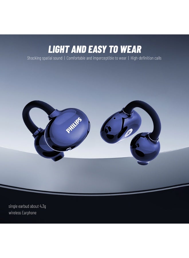 Philips Earbuds, Bluetooth Earbuds, BT Headphone, Open Ear Ring True Open Ear Headphones, True Wireless Earbuds - Open-Ear Clip-On Wireless Earbuds - 4.3g Ultra-Light, 360° Surround Sound, Ambient Transparent Mode, Non-In-Ear Comfort Fit, Sound Leakage Reduction for Sports, Workouts, Running & iPhone Android TAT3469 Blue - Image 2