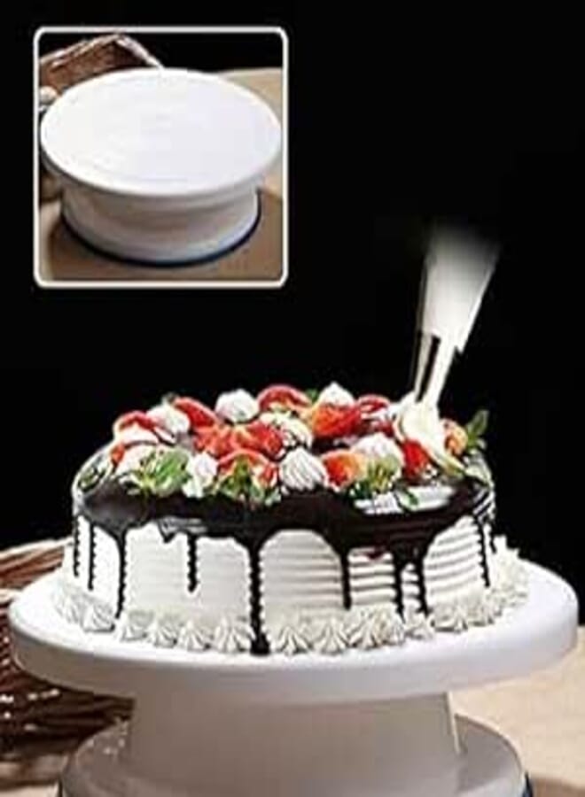 Cake Decorating Rotating Cake Turntable Revolving Cake Stand, 28cm, White, BPA Free Plastic, 360 Degree Rotating Cake Stand for Cake Decoration, 28cm, White, BPA Free Plastic, Rotates 360 Degrees