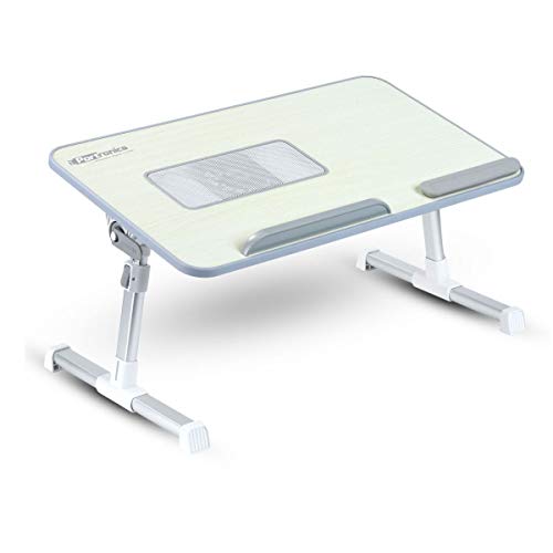 Portronics Aluminium My Buddy Plus Adjustable Laptop Table with Built-in USB Cooling Fan, Foldable Legs, Adjustable Angle for Home, Office, Working, Gaming & Writing(Grey), 52cm, 30cm - Image 1