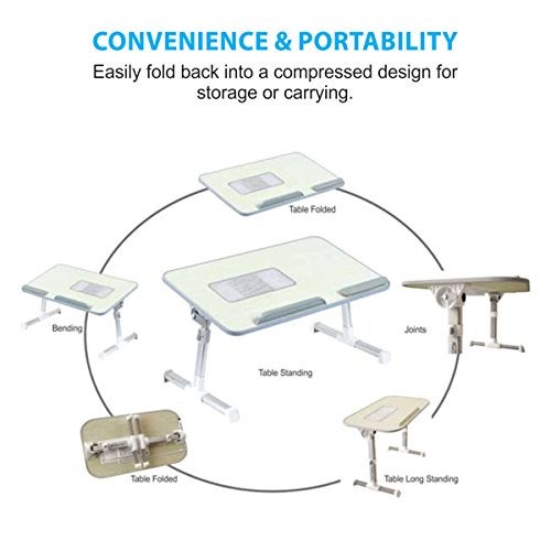 Portronics Aluminium My Buddy Plus Adjustable Laptop Table with Built-in USB Cooling Fan, Foldable Legs, Adjustable Angle for Home, Office, Working, Gaming & Writing(Grey), 52cm, 30cm - Image 2