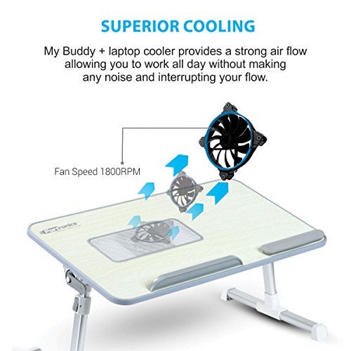 Portronics Aluminium My Buddy Plus Adjustable Laptop Table with Built-in USB Cooling Fan, Foldable Legs, Adjustable Angle for Home, Office, Working, Gaming & Writing(Grey), 52cm, 30cm - Image 3