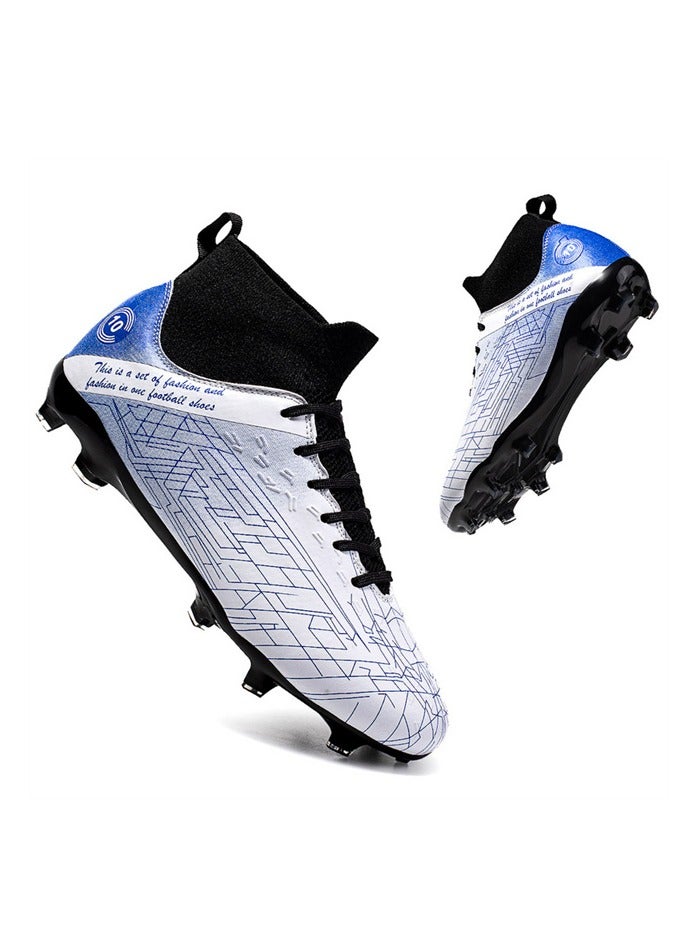 Children's Professional Football Shoes Youth Sports Shoes Spikes Soft Breathable Blue  - Image 4