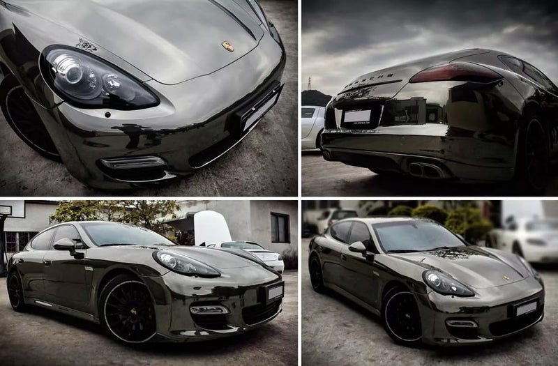 LZLRUN لاصق سيارة لزيرون 1 قدم × 5 أقدام من الفينيل المرآة الكروم (رمادي، 1 قدم × 5 أقدام) - Image 2