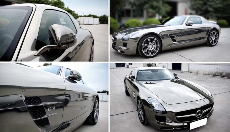 LZLRUN لاصق سيارة لزيرون 1 قدم × 5 أقدام من الفينيل المرآة الكروم (رمادي، 1 قدم × 5 أقدام) - Image 4