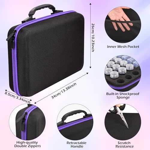 MERATIA Diamond Painting Storage Container, Diamond Art Kits for Adults Stackable Bead Organizer with Carrying Handle, Craft Storage Box with Accessories (Purple-10 Square+30 Round Bottles) - Image 2