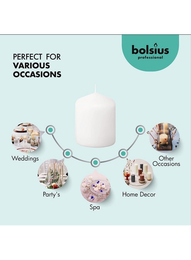 BOLSIUS 12 White Pillar Candles Bulk - 2.3 x 3 inch Candle Set - 17 Hours Clean Burning - No Palm Oil - 0% Animal Fat - Premium European Quality - Wedding, Party, Dinner & Emergency Candles - Image 4