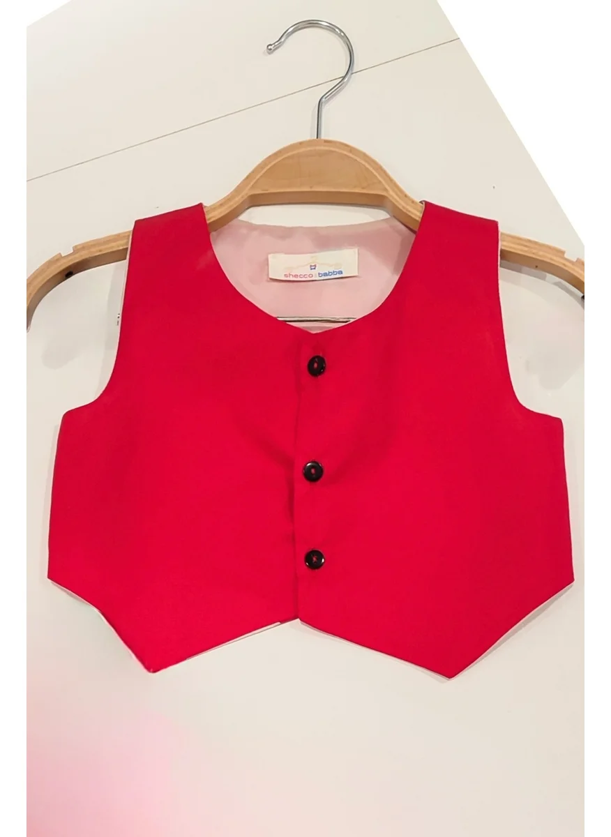 Shecco Babba Boy Bow Tie Vest Harem Pants Set Red