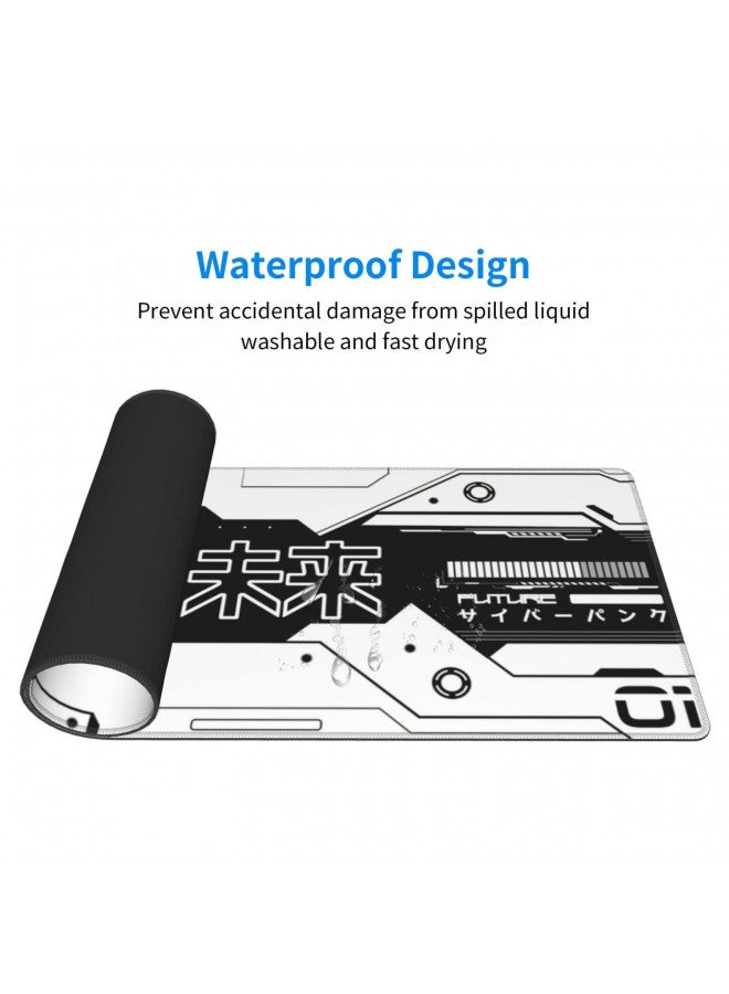 MOLIAN Black and White Future Gaming Mouse Pad XL, Large Non Slip Rubber Mousepad, Stitched Edges Desk Pad, Long Extended Mice Pad,31.5'' X 11.8'' - Image 3