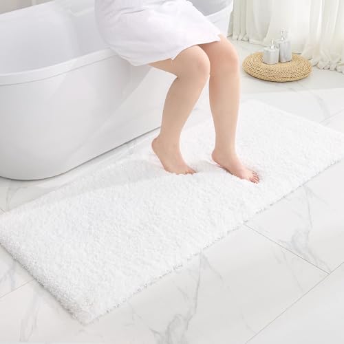 Disolla White Bathrom Runner Rug 24x70 Extra Large Soft Plush Bath Mat Thick Long NonSlip Shaggy Floor Mat UltraAbsorbent for Master Bathroom Vanity - Image 1