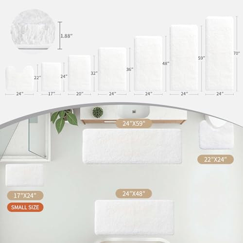 Disolla White Bathrom Runner Rug 24x70 Extra Large Soft Plush Bath Mat Thick Long NonSlip Shaggy Floor Mat UltraAbsorbent for Master Bathroom Vanity - Image 3