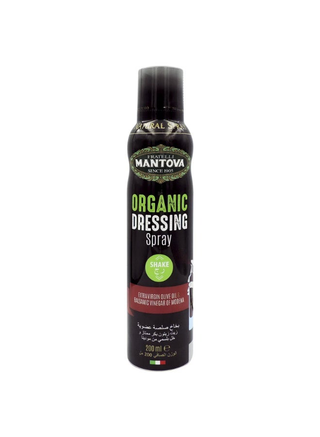 Mantova Organic Dressing Spray 200ml. Extra Virgin Olive Oil and Balsamic Vinegar, 200ml