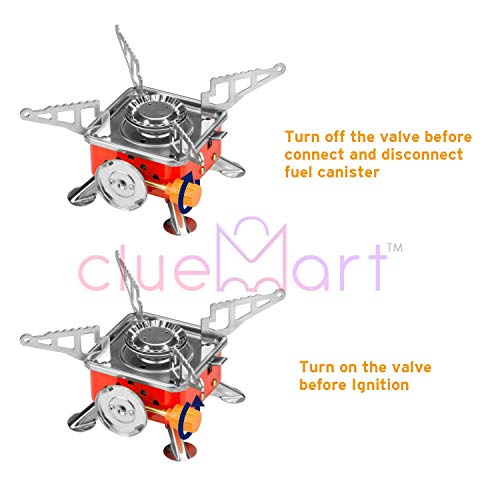 Cluemart Gas Stove Camping Stove Folding Furnace 2800W Outdoor Stove Picnic Cooking Gas Burners Backpacking Furnace Butane, Red,Aluminium - Image 3