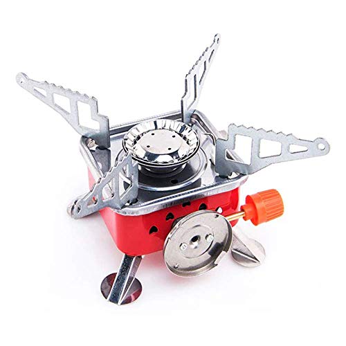 Cluemart Gas Stove Camping Stove Folding Furnace 2800W Outdoor Stove Picnic Cooking Gas Burners Backpacking Furnace Butane, Red,Aluminium - Image 1