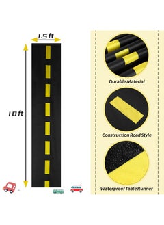 Remagr Construction Table Runner Racetrack Floor Ground Construction Tablecloths Road Table Runner For Cars Birthday Party Runway Theme Party Construction Party Decorations Supplies 10 X 1.5 Ft  - Image 3