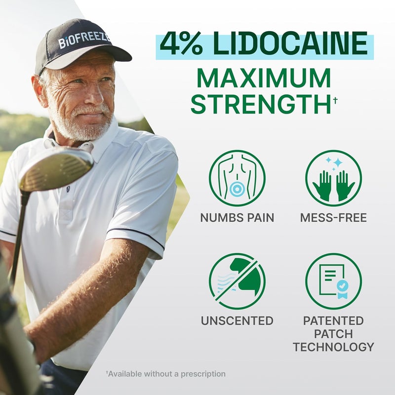 Biofreeze UltraFlex Lidocaine Patches Maximum Strength Flexible Pain Relief Patch for Lower Back Lidocaine Patch for Neck Knee Shoulder 4 Large Pain Patches - Image 4