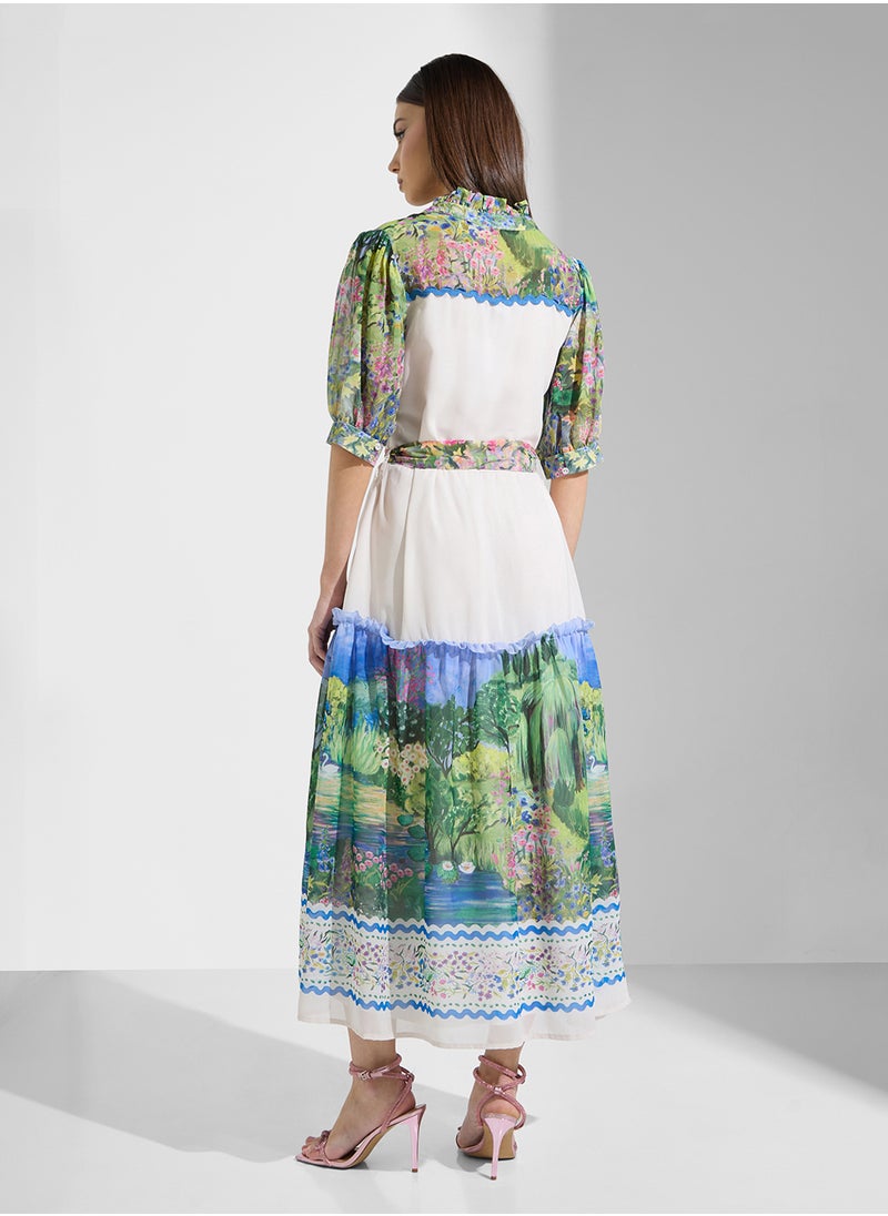 Hope & Ivy - Scenic Print Midi Shirt Dress - Image 1