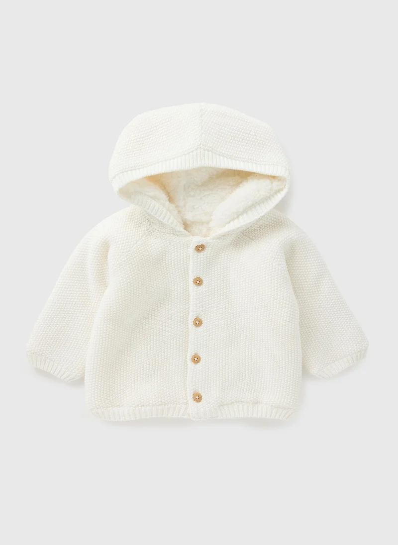 Matalan Baby Cream Borg Lined Cardigan