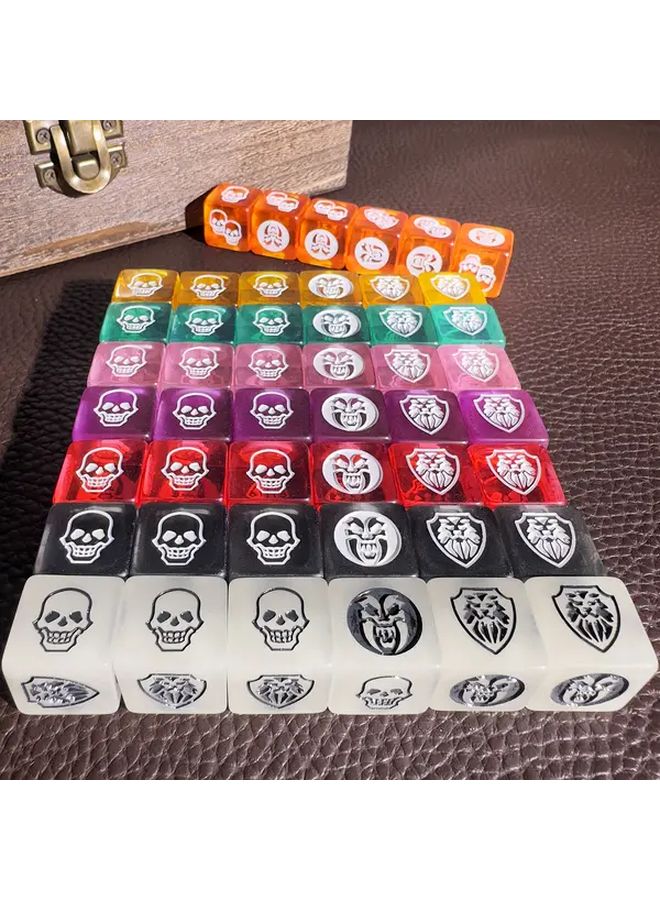 6 Pack 16mm Transparent Purple 6 Sided Skull Dice Handmade Game Accessory - Image 4